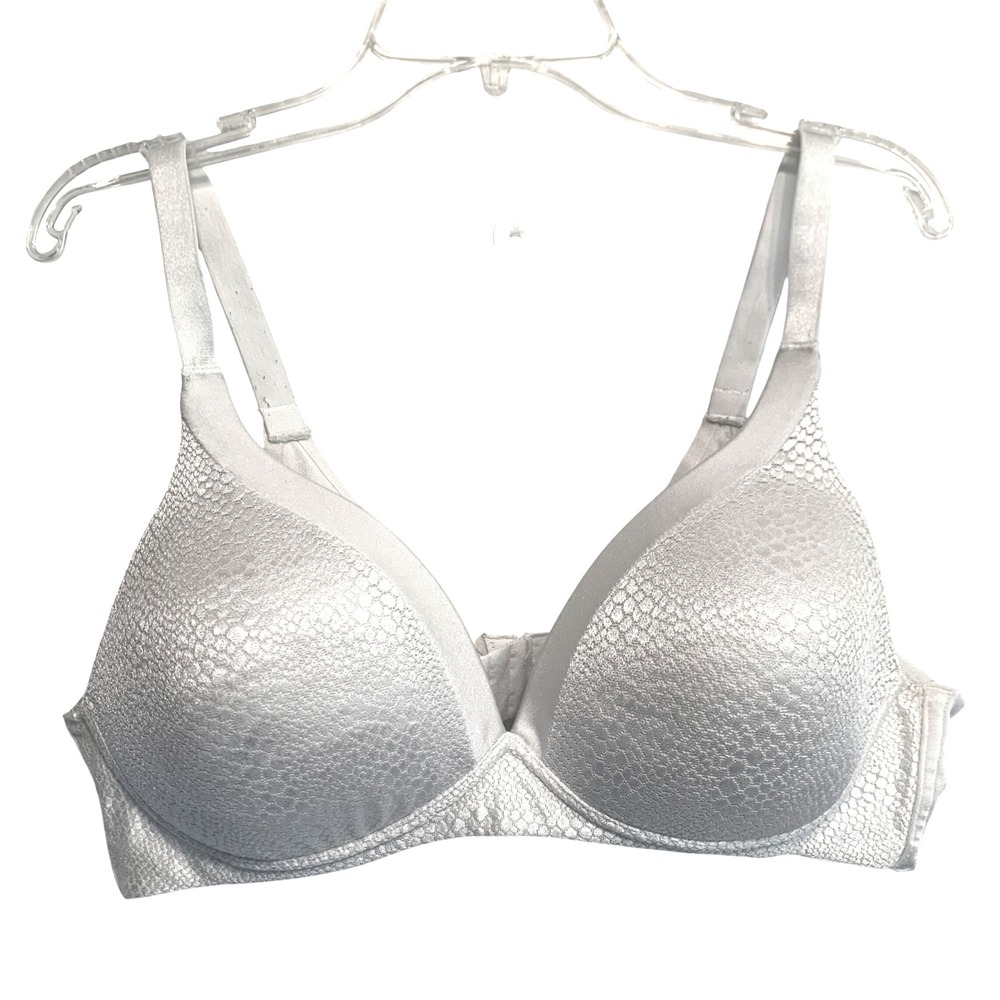 Warner's No Side Effects Wire-Free Bra 38B White Honeycomb Lace 01375